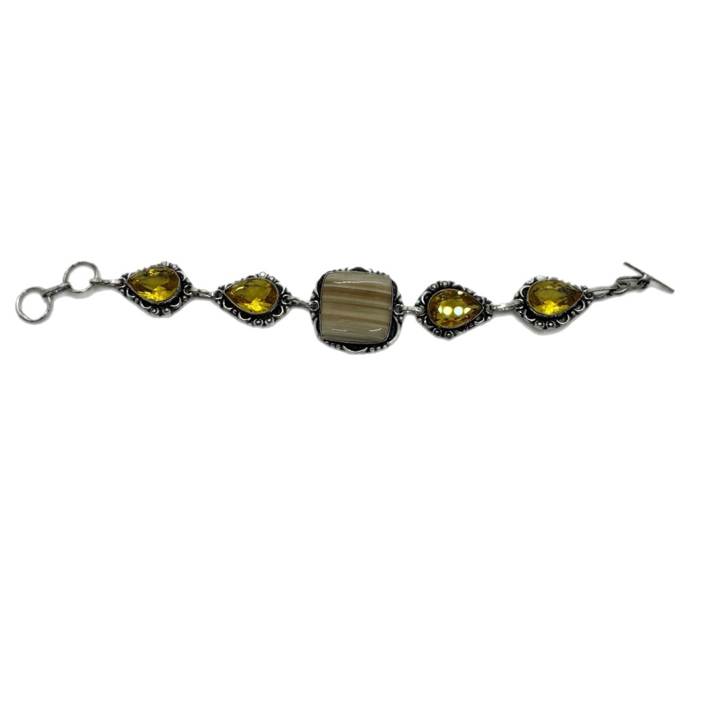 CITRINE MULTI STONE SILVER PLATED HANDMADE BRACELET